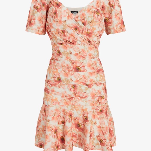 NWT ✅ EXPRESS 🧡 Floral Pleated Dress - Picture 3 of 4